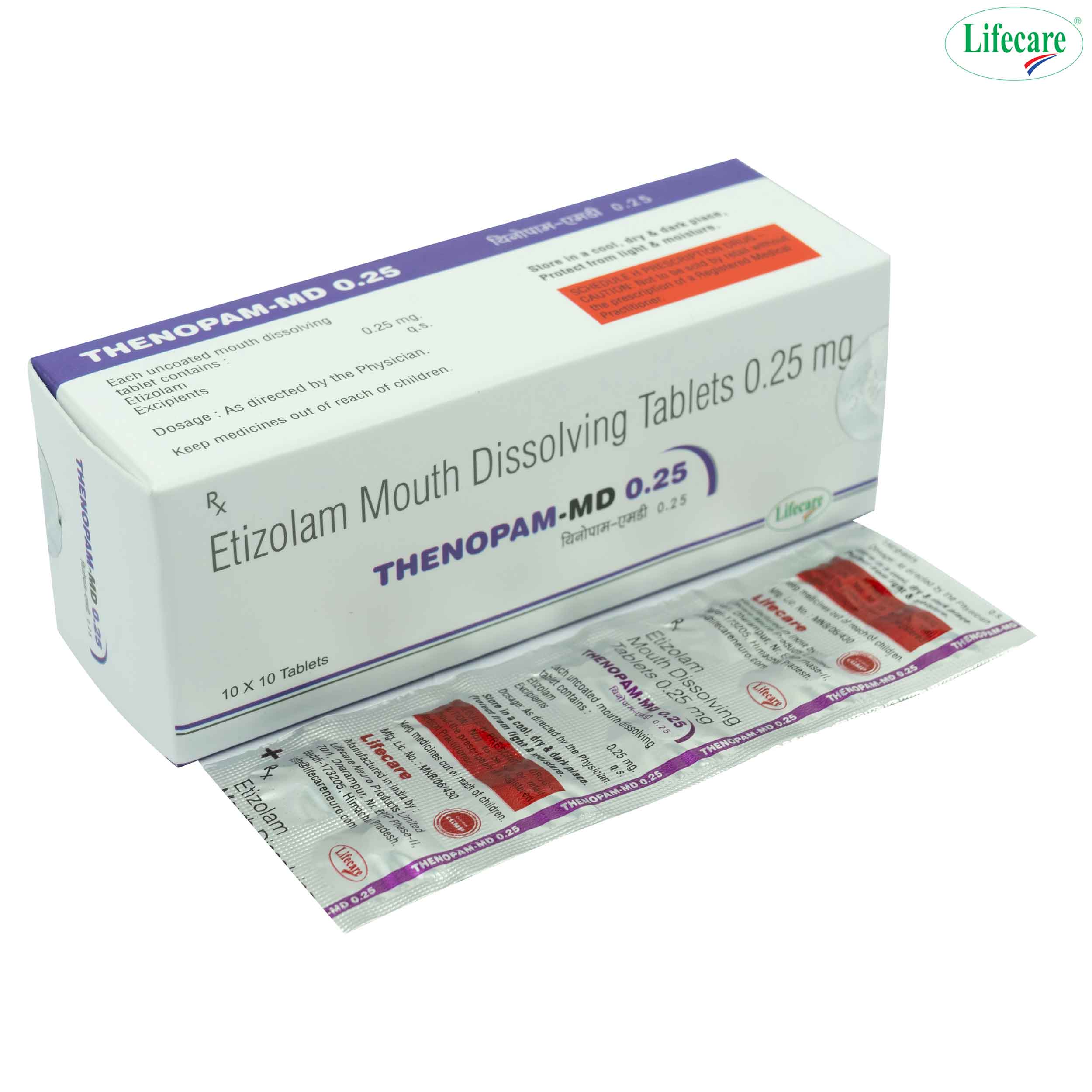 Etizolam Mouth Dissolving Tablets 0.25, 0.5 mg
